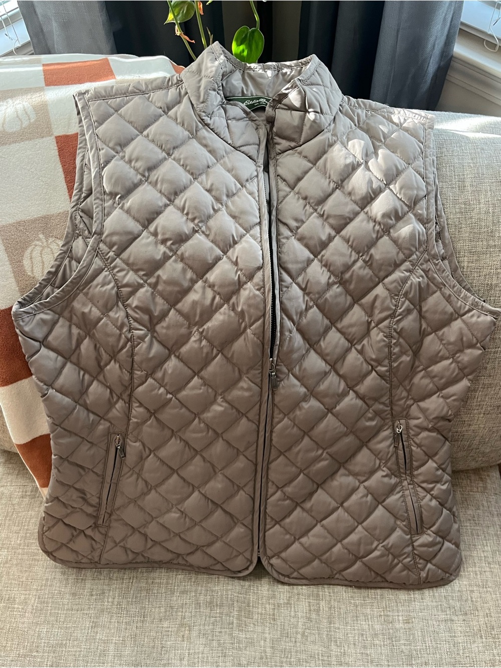 Eddie Bauer Quilted Taupe Vest
